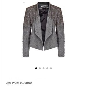 Alice + Olivia Gray Studded Leather Jacket